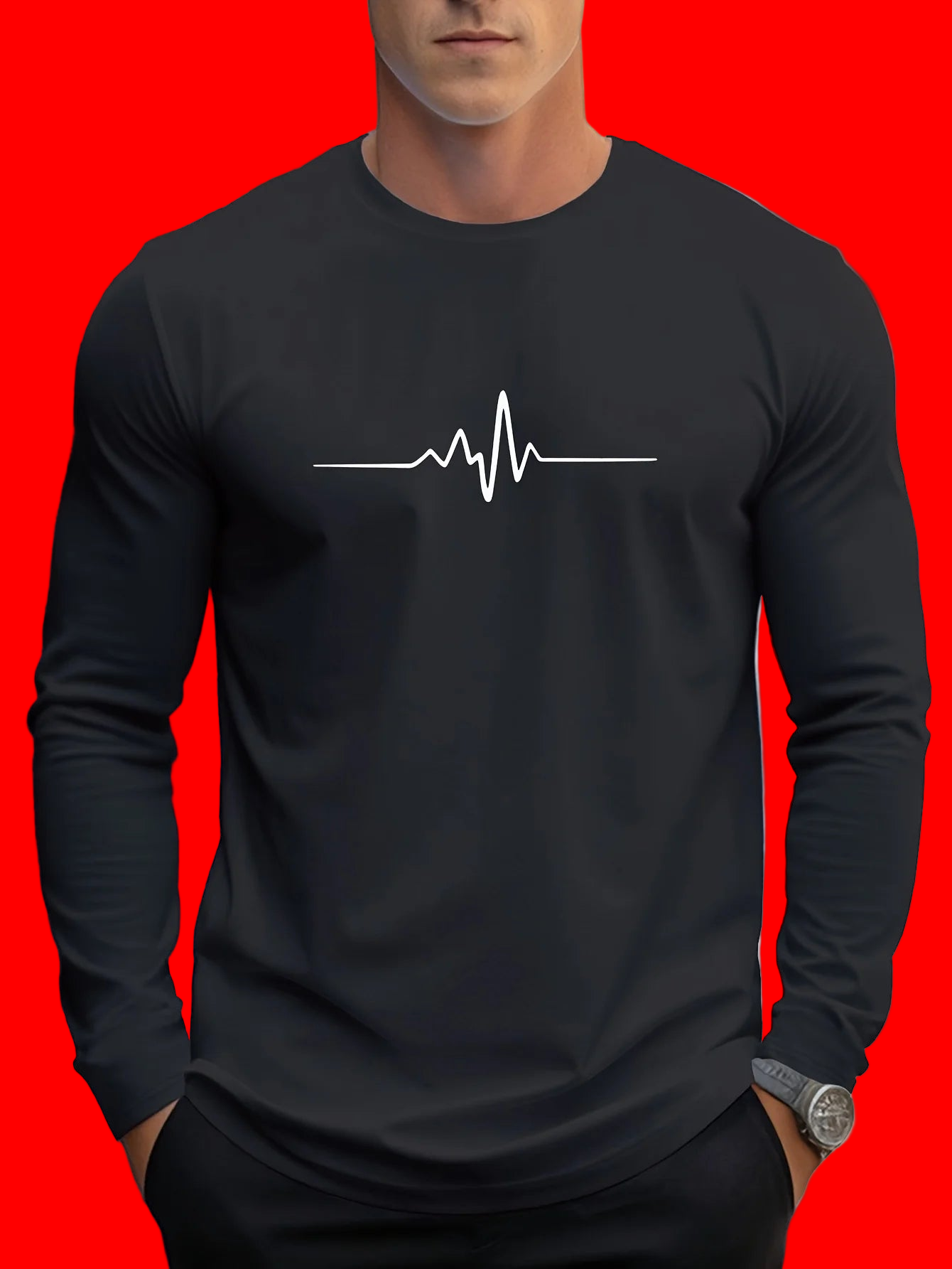 Men's Long Sleeve 3D Striped T-Shirt - Casual Spring Autumn 2025